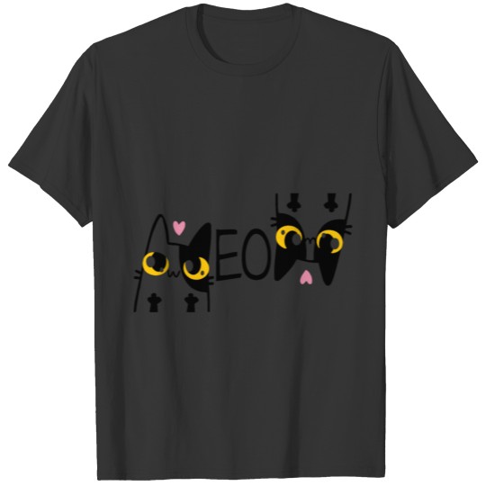 cat meow sound cute black cat T-shirt