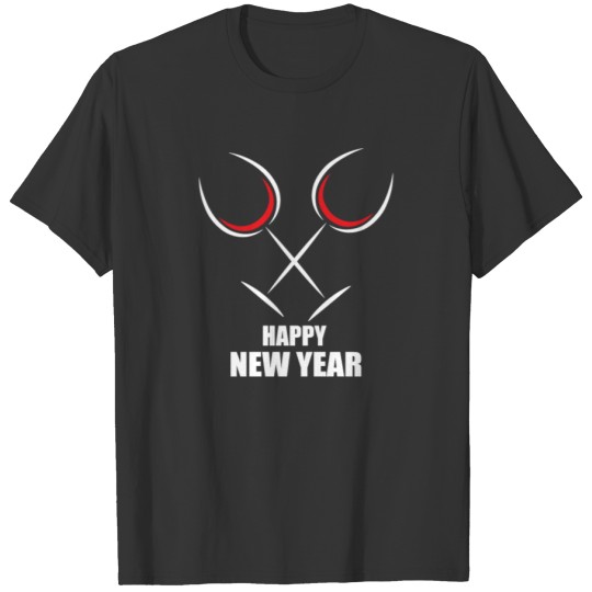 Wine Glasses With Wish Happy New Year T-shirt