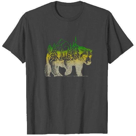 Bear with forest and beautiful landscape T Shirts