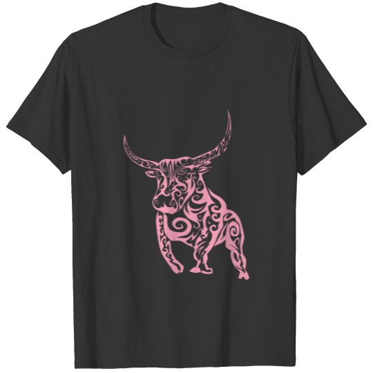 Pink Bull Tribal Art Tribe Floral Paleo Cave T Shirts