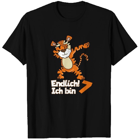7th Birthday T Shirts Boys Dabbing Tiger