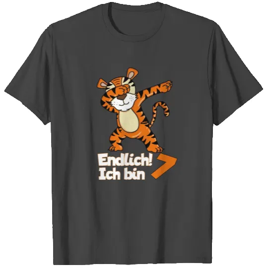 7th Birthday T Shirts Boys Dabbing Tiger