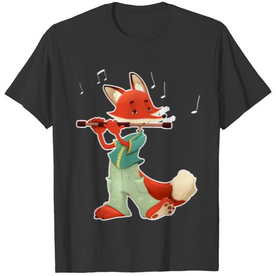 Fox product - Cute Animal Playing Flute - Gift T-shirt