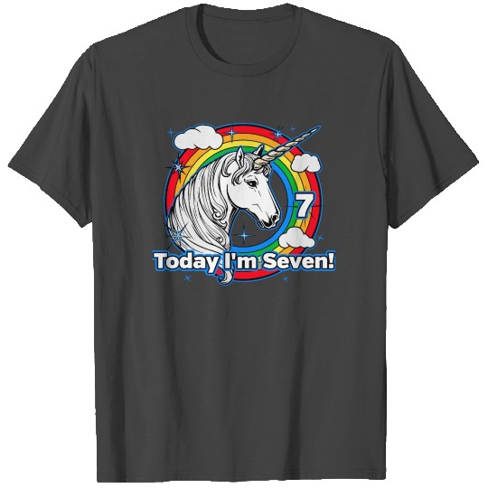 Kid's 7th Birthday Unicorn Rainbow Today I'm T Shirts