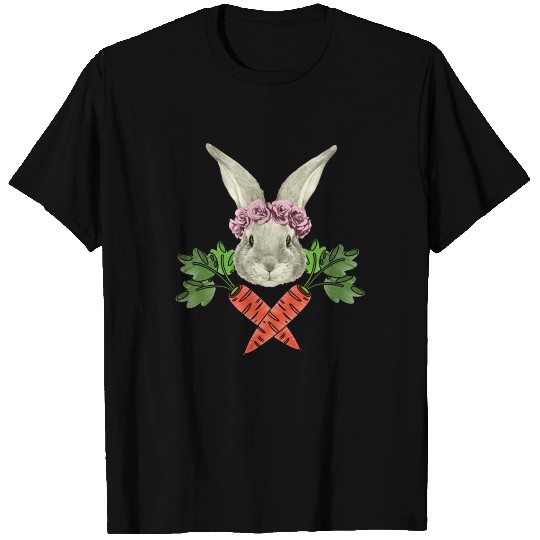 Easter Bunny with Carrot cross Skull Bones Funny T Shirts
