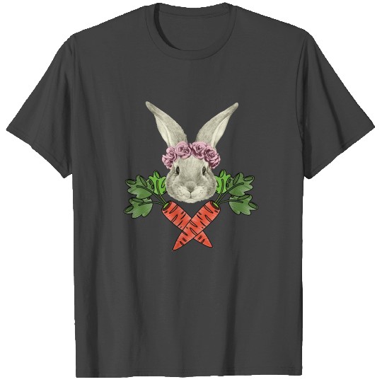 Easter Bunny with Carrot cross Skull Bones Funny T Shirts