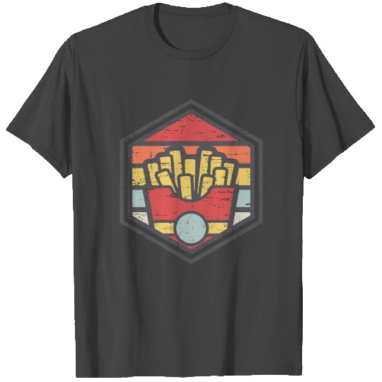 Retro Badge French Fries Light T Shirts