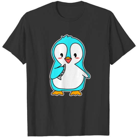 Cute Penguins A Cute Illustrated Penguin In Blue T Shirts