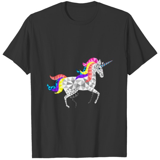 Polygonal Unicorn Mythical Animal Rainbow Gift T-shirt