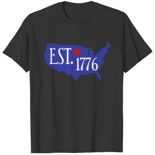 Established 1776 USA Independence Day Map of T-shirt