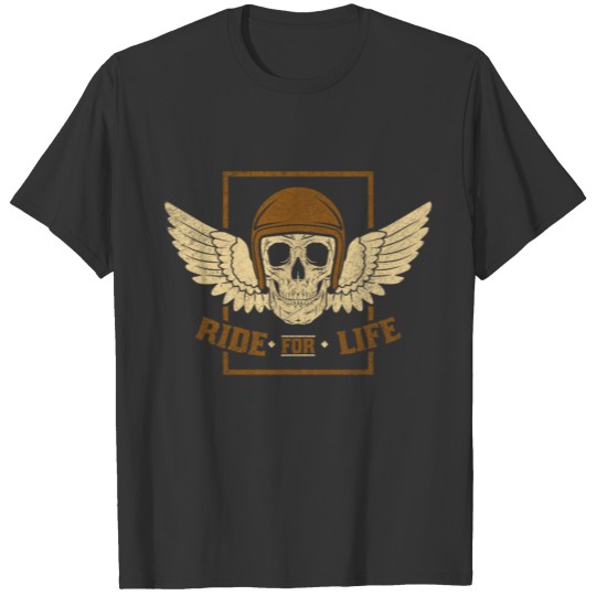 motorcycle skull wings T-shirt