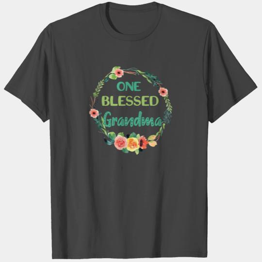 One Blessed Grandma Floral Wreath Gifts T Shirts