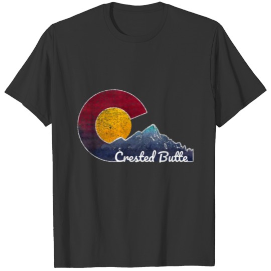 Crested Butte Colorado With Flag Inspired Scene T-shirt
