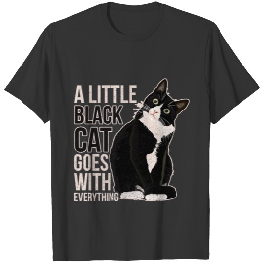 A Little Black Cat Flower Graphic Tee T-shirt