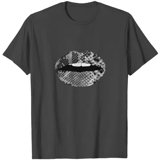 snakes pattern lips snake skin print Animal Print T Shirts