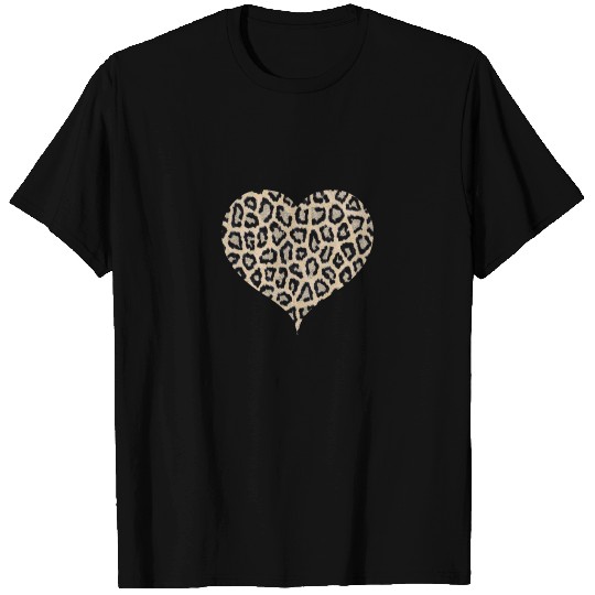 Cheetah Pattern Heart Leopard Fur Heart Shape Anim T Shirts