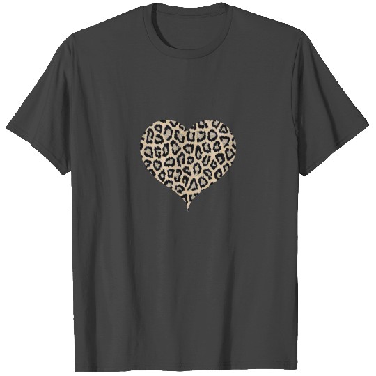 Cheetah Pattern Heart Leopard Fur Heart Shape Anim T Shirts