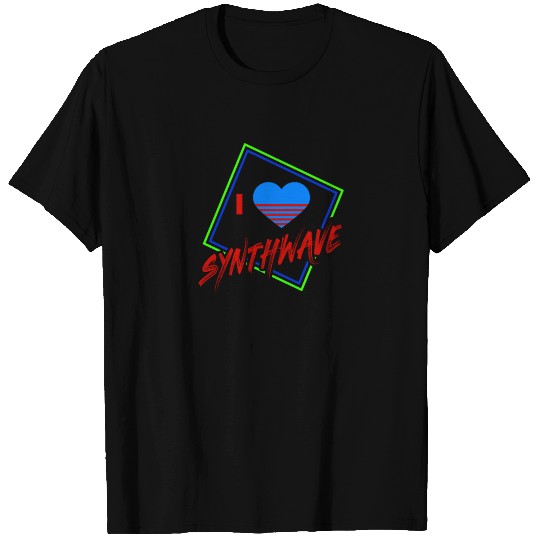 80s Synthwave Geometric I Love Synthwave Gift T Shirts