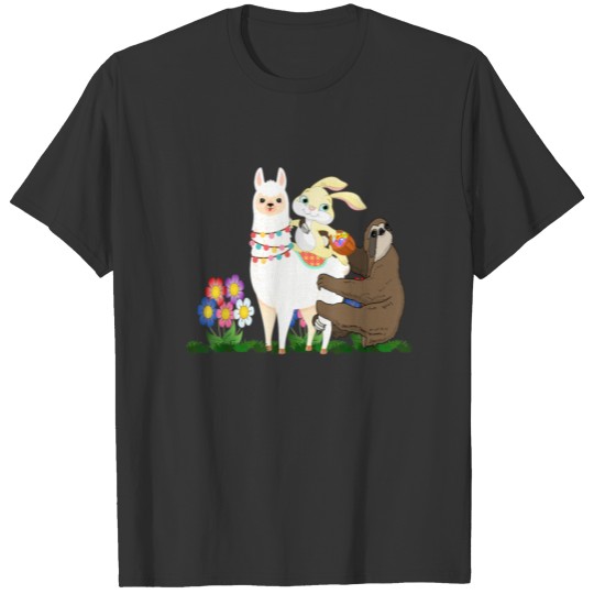 Sloth Riding Easter Bunny Riding Llama T Shirts