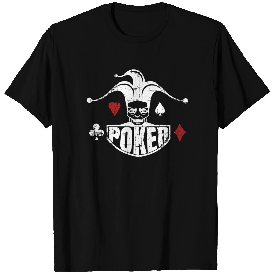 Poker Joker Harlequin Grunge T Shirts