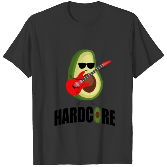 Hardcore Avocado Rock Music Guitar Vegan Gift T-shirt