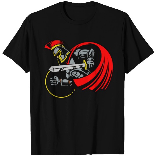 Cartoon greek warrior spartan logo vector image T Shirts