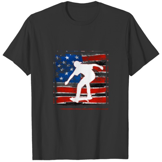 Cool Skateboarder product American Flag Gift T-shirt