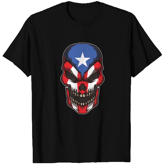 Puerto Rico Skull | Proud Boricua Flag T Shirts