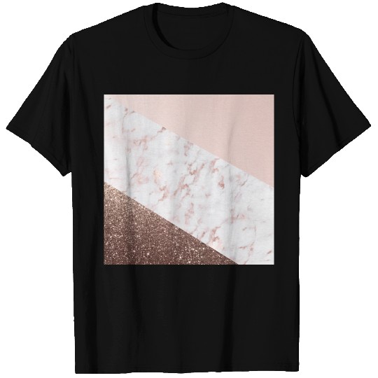 Copper pink marble color block geometric T Shirts