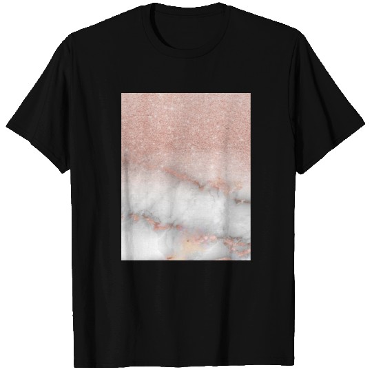 Rose Gold Gray Marble Ombre Glitter T Shirts