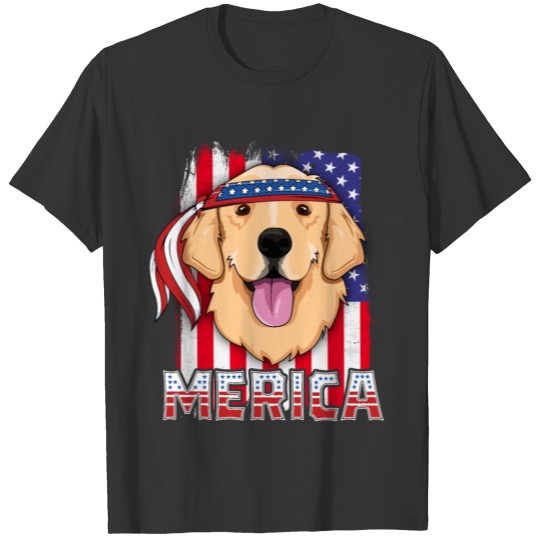 Merica Golden Retriever 4th of July TShirt Dog T-shirt