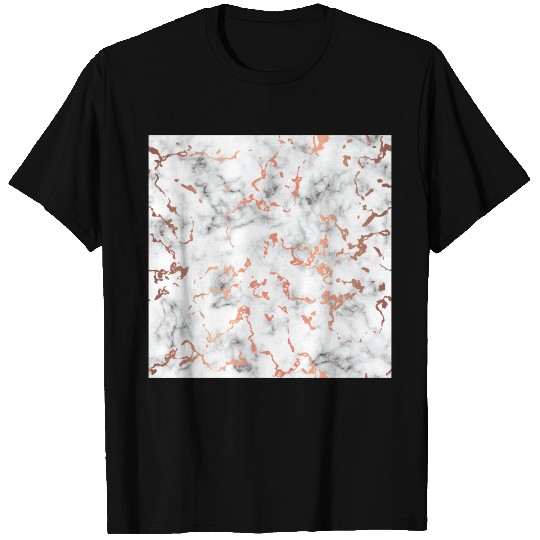 Rose Gold and Marble Pattern T Shirts