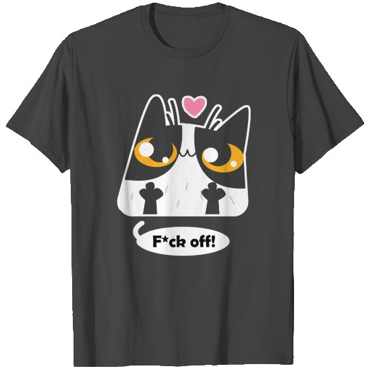 Cat cartoon fuck off evil cat middle finger T Shirts