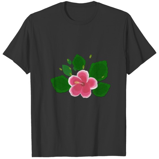 Pink and White Hibiscus Flower T Shirts