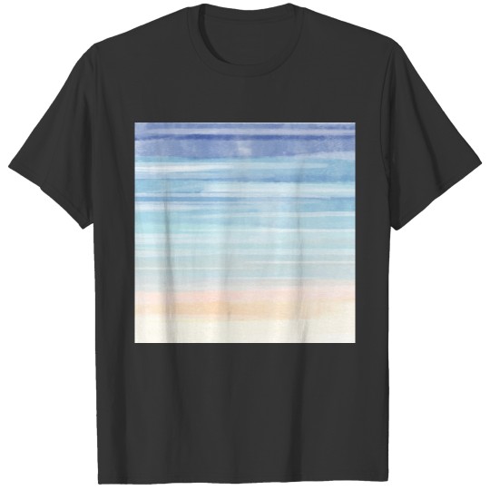 Watercolor Beach Ocean Sand Water Abstract T Shirts