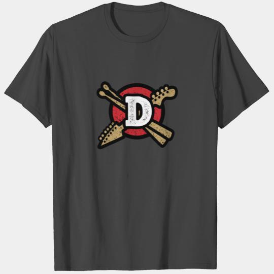 Letter D Rock Guitar Bass Drums Monogram T Shirts