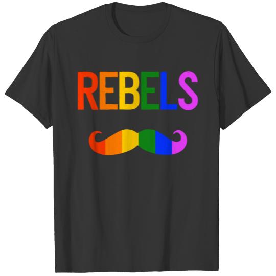 Rebels LGBT Gay Pride CSD Rainbow Mustache T Shirts