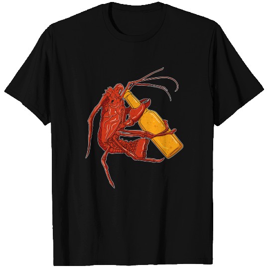 Beer Drinking Lobster Funny Seafood Gag T Shirts
