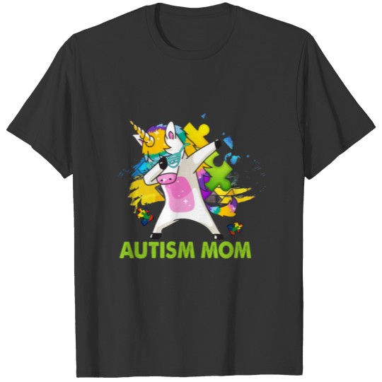 Love Dabbing Unicorn Puzzle Autism Mom Awareness T T-shirt
