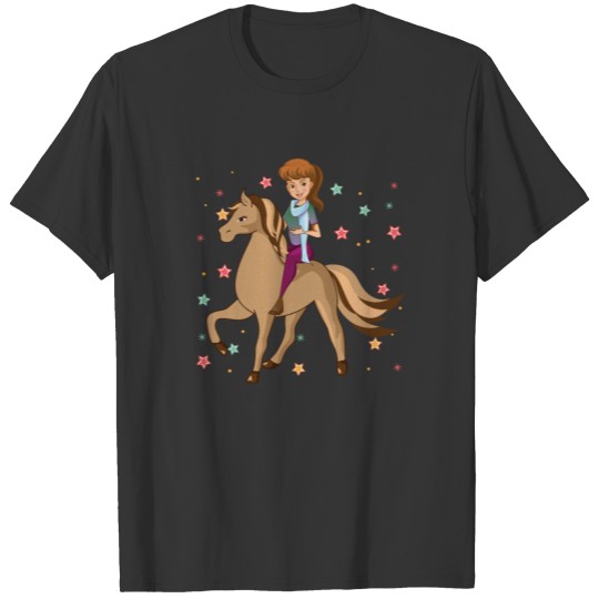 Happy And Dreamy Horse Girl Riding Energy T Shirts