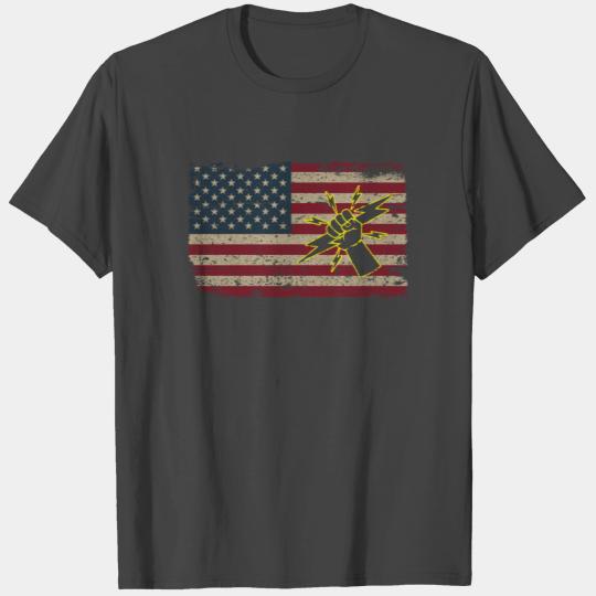 USA Flag Electrician And Lineman Electricity Gift T Shirts