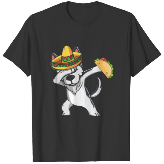 Dabbing Husky Cinco de Mayo T Shirts Gifts Mexican