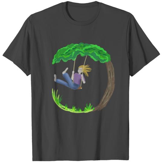 Joyful Swinging Girl T Shirts