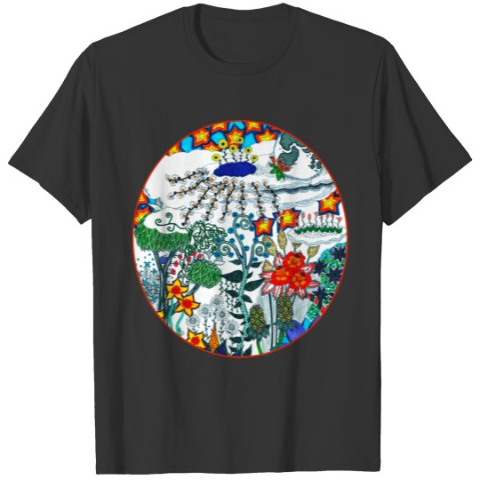 Moon and Flowers Abstract T Shirts