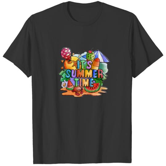 It's Summer Time Cool Watercolor Design T-shirt
