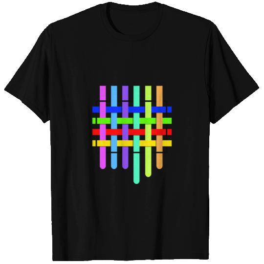 Criss cross palette color checkered cross-stitched T Shirts