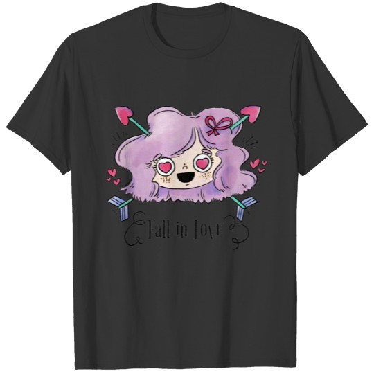 Cute Girl Head Falling In Love With Arrows T Shirts