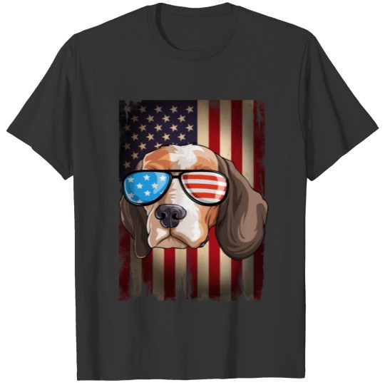 Beagle US Flag on 4th Of July T Shirts