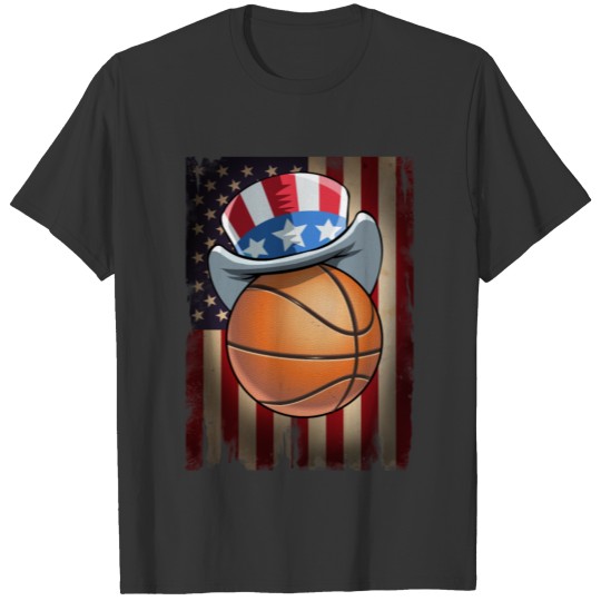 Basketball US Flag on 4th Of July T Shirts