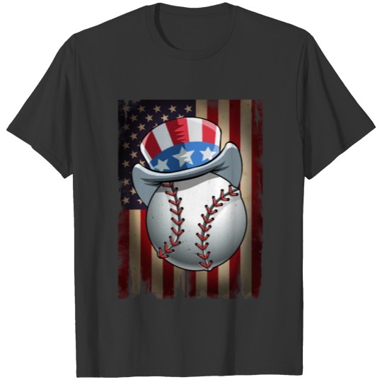 Baseball US Flag on 4th Of July T Shirts